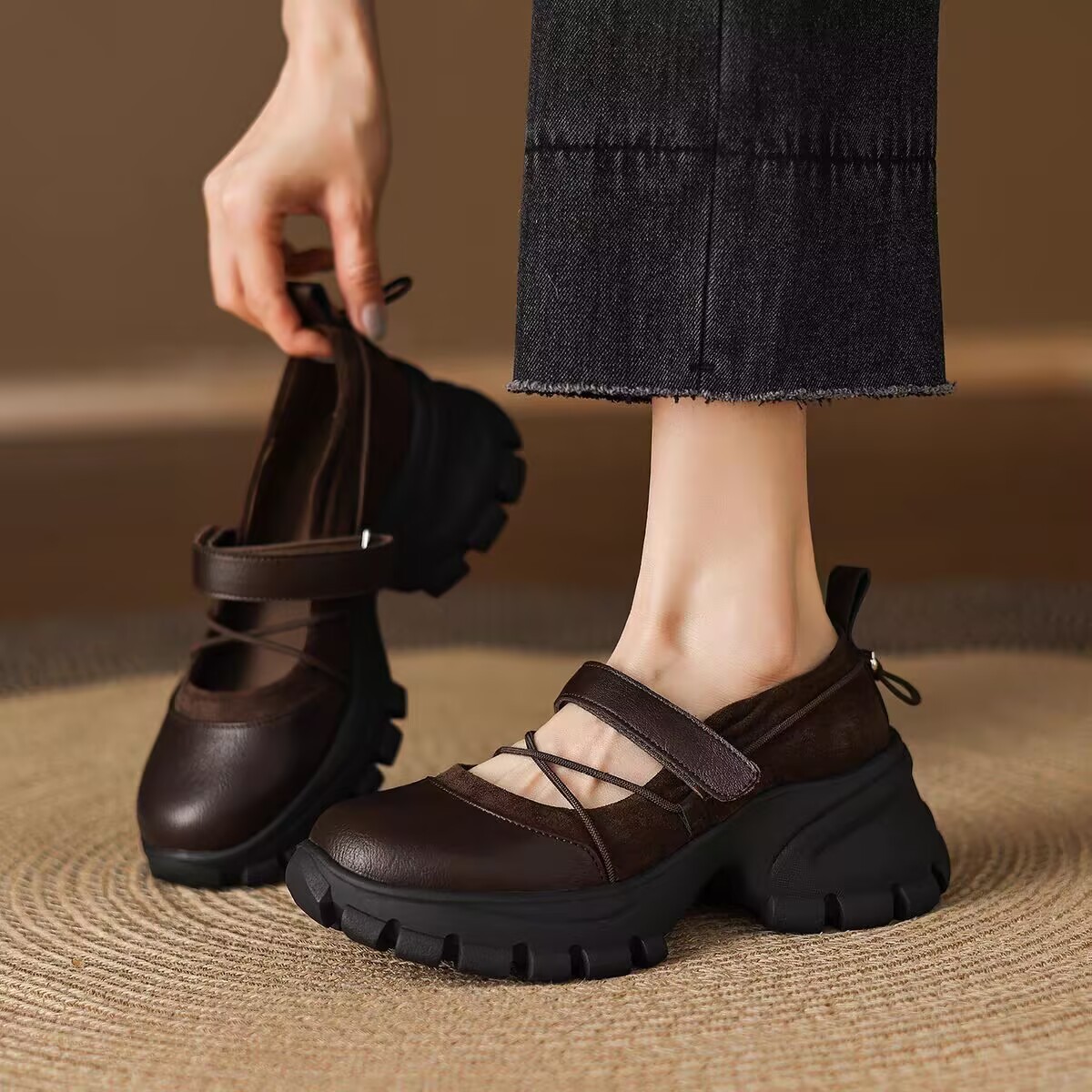 Thick-sole Mary Jane leather s - Circle Hook Set recension och pris